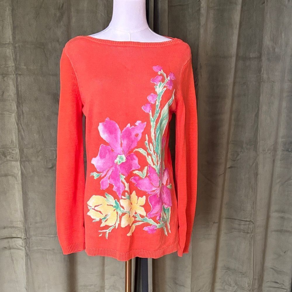 Ralph Lauren Vibrant Orange Knit Sweater, M